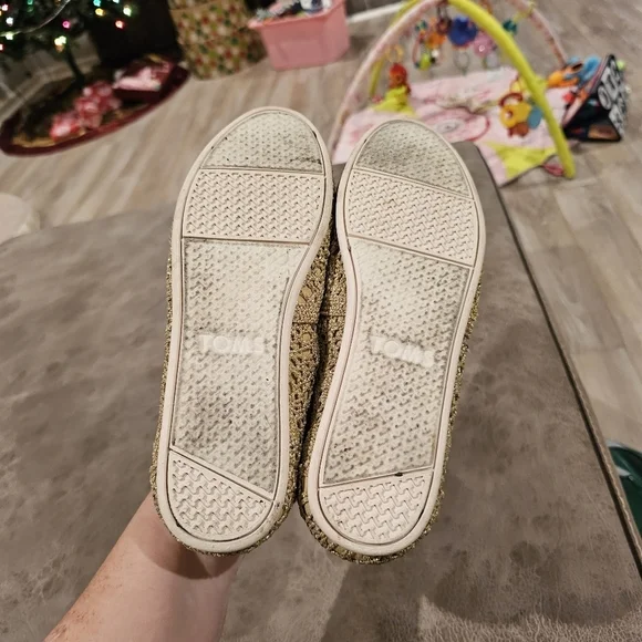 Toms Metallic Gold Crochet Shoes - Picture 7 of 7